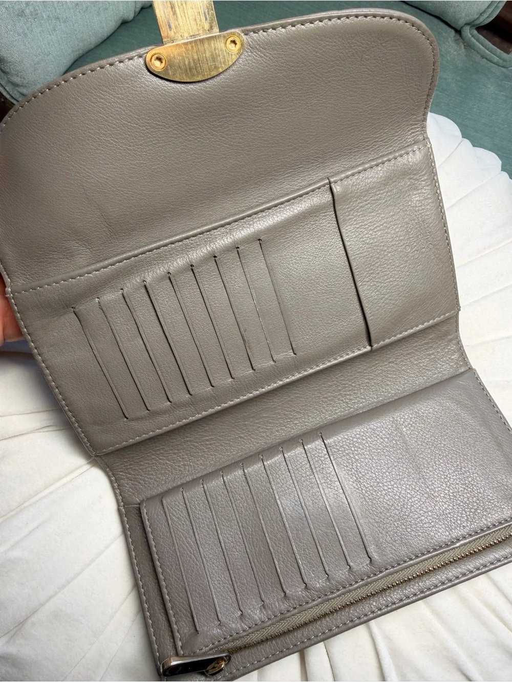 Louis Vuitton Taupe Perforated Monogram Leather Clutch with Gold Lock